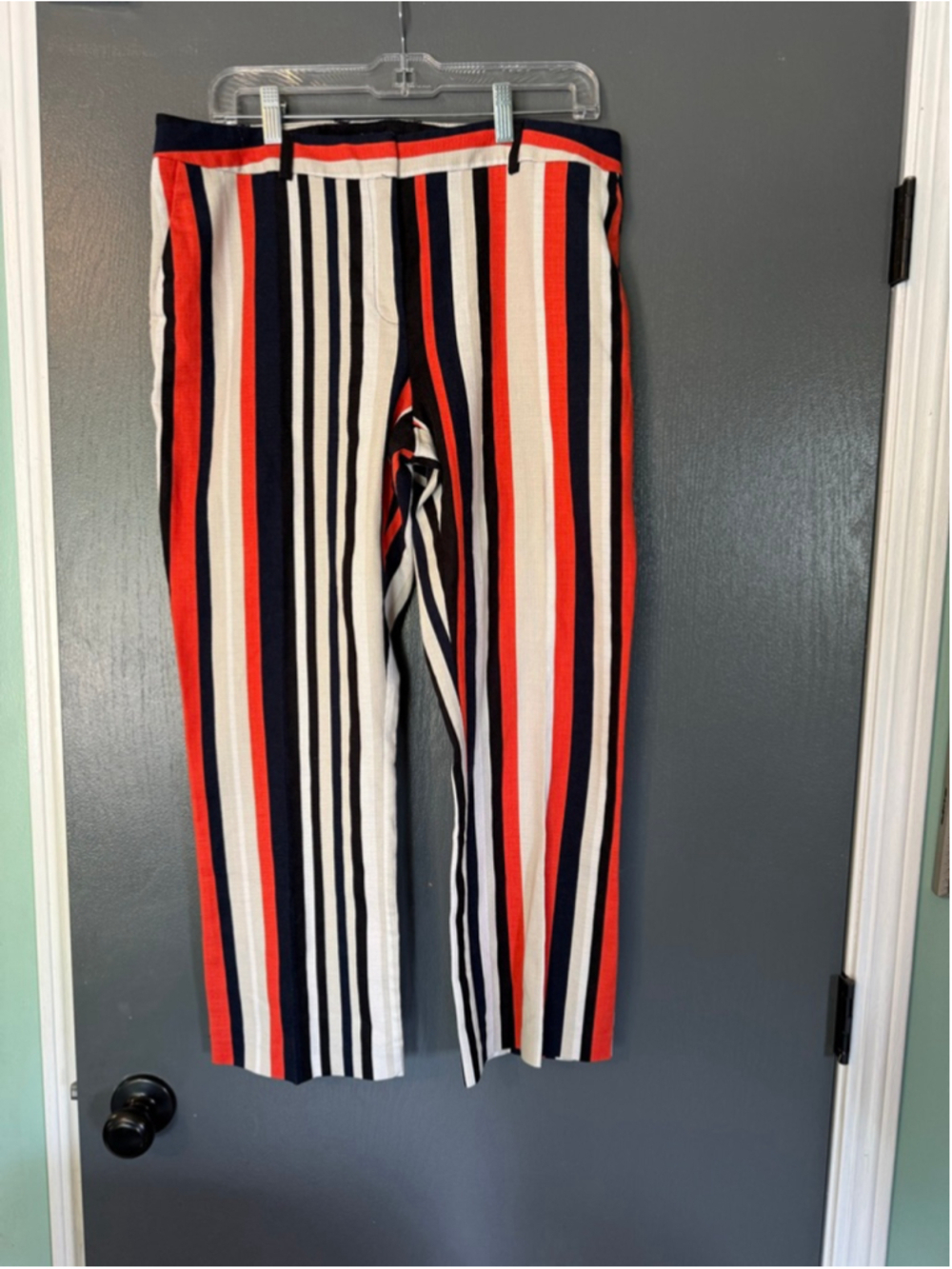 Women's JONES NEW YORK Ankle & Cropped Pants Size 10 Orange Navy Striped